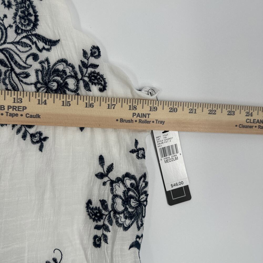 A. BYER Boho sleeveless embroidered crinkle sleeveless top WHITE SZ Med NEW - Picture 5 of 8